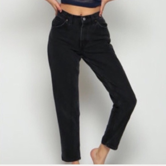 super high waisted black mom jeans